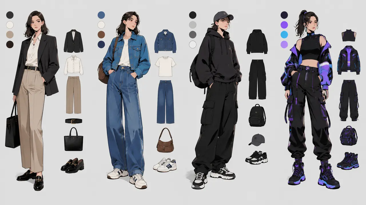 服装风格提示词怎么写？从通勤到赛博的词库