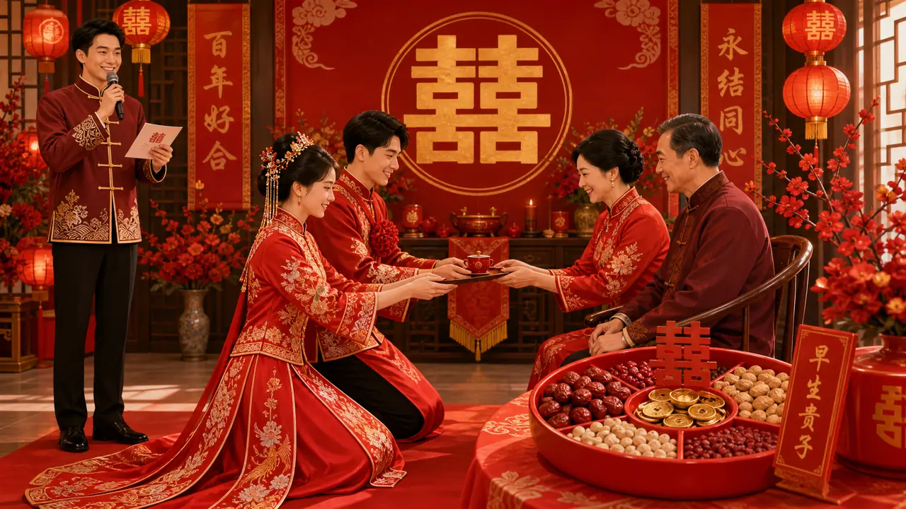 中式婚礼温馨提示词怎么写？传统环节的口播要点